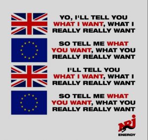 Brexit joke spice girls song tell me what you want