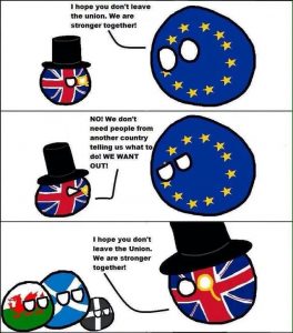 Brexit joke EU and UK balls talking to ireland i hope you dont leave the union