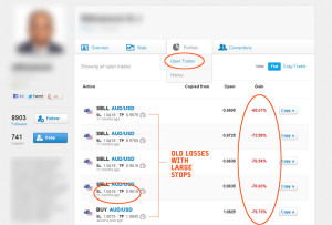 How to spot a potentially risky trader in Etoro - example of Scaled Out trades.