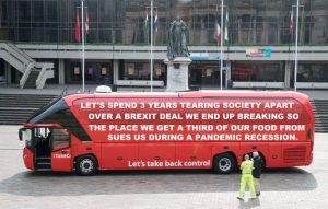 Brexit meme the brexit bus let's spend 3 years tearing society apart over a brexit deal we end up breaking so the place we get a third of our food from sues us during a pandemic recession