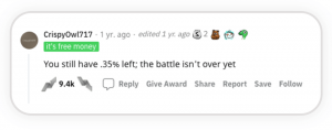 funny wallstreetbets comment you still have 0.35% left